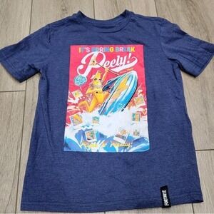 Fortnite‎ Short Sleeve Blue Peely Banana Spring Break T-Shirt Kids Size 8 Medium